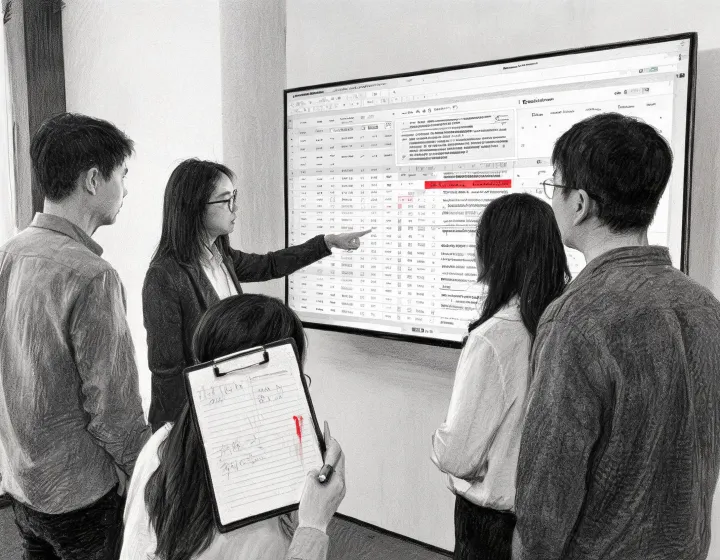 Revenue operations team reviewing an AI research trace